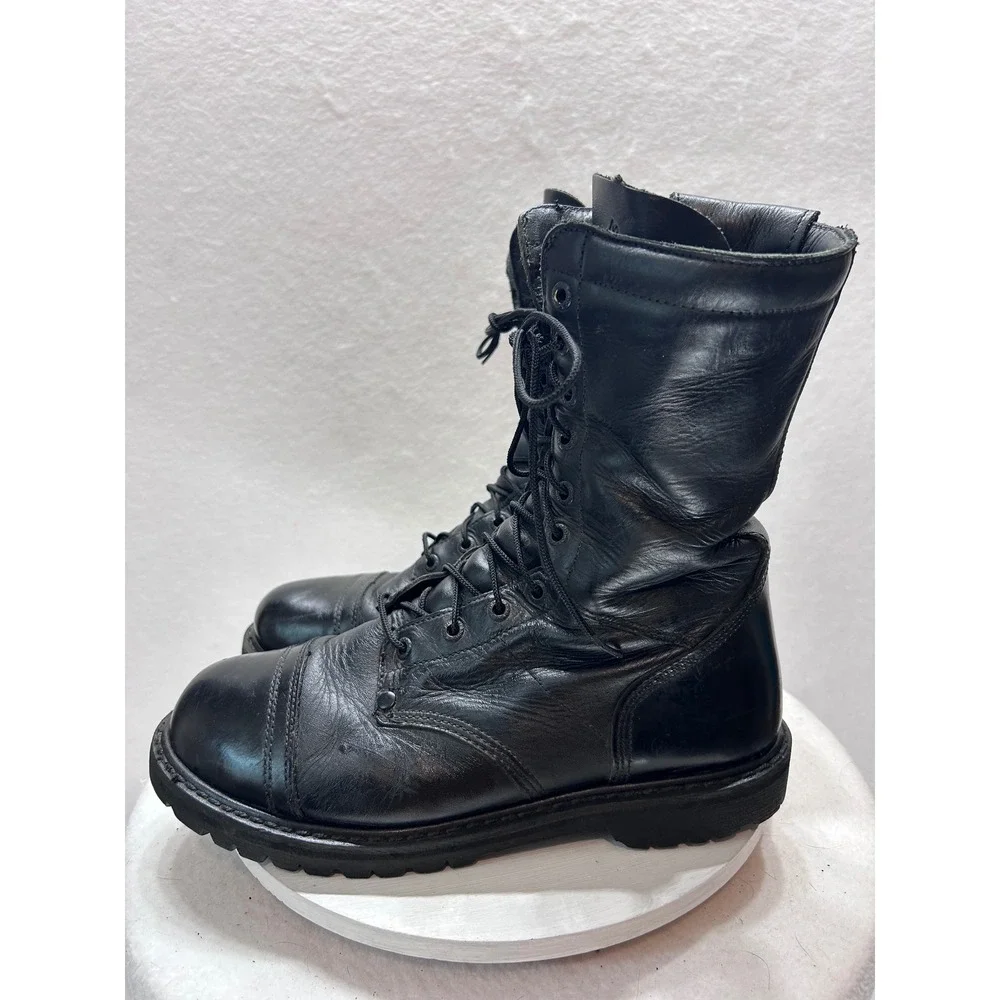 Rocky 2090 Mens 10 Inch Paraboot Black Leather Side Zip Combat Boots Size 10 M